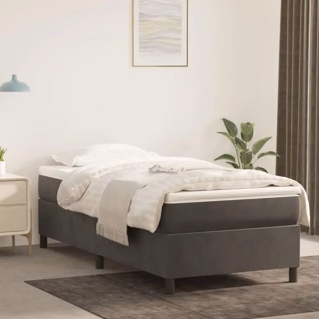 Letto Ibrido con Giroletto a Molle e Materasso vidaXL in Velluto Grigio e Bianco L/P/H: 203 x 100 x 35 cm – 1