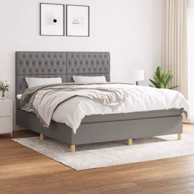 Giroletto a Molle con Materasso Grigio Scuro 180x200 cm Tessuto 3142594