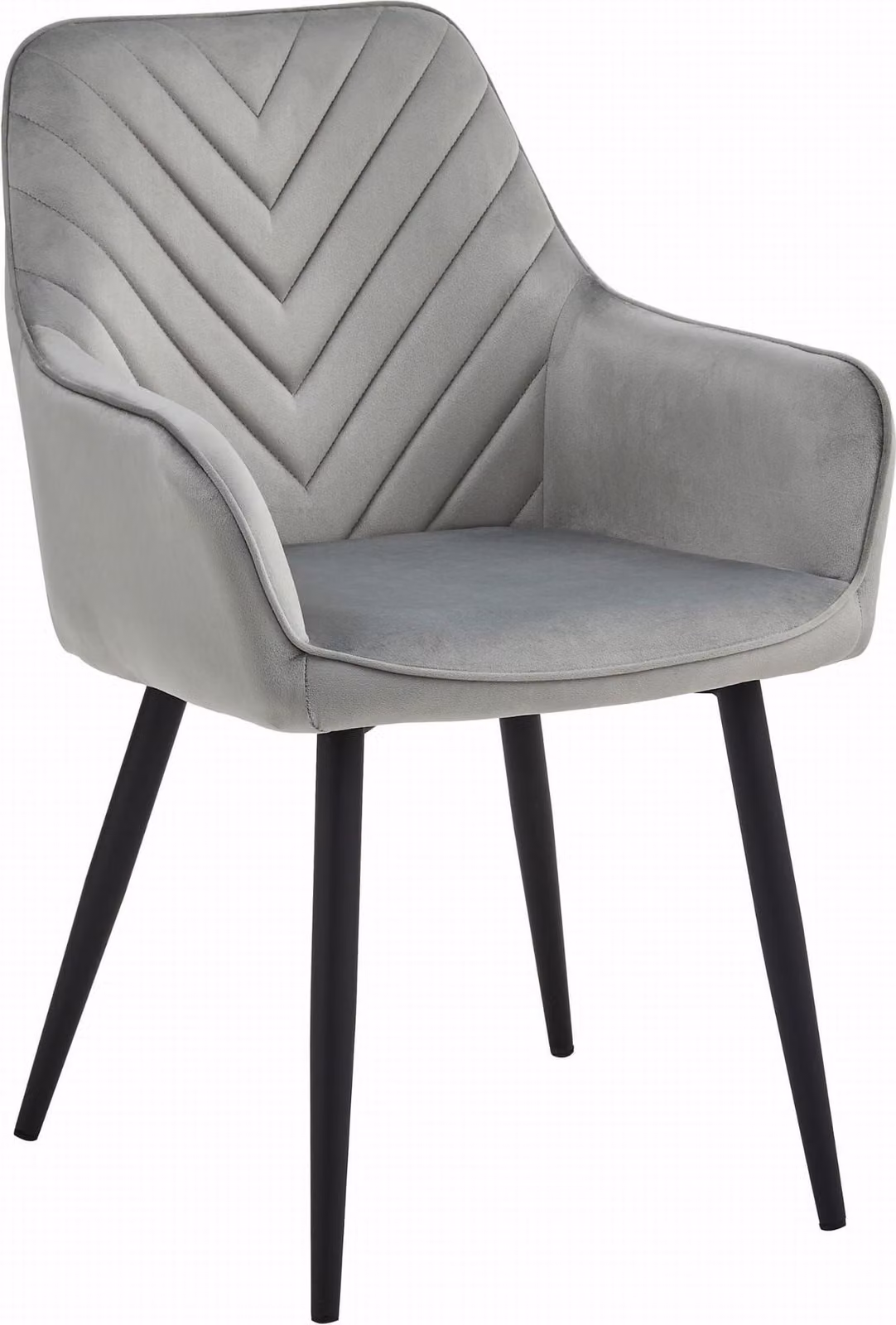 Sedia Valora NANA in velluto grigio argento con gambe nere x1 | Elegante sedia in velluto grigio argento con gambe nere