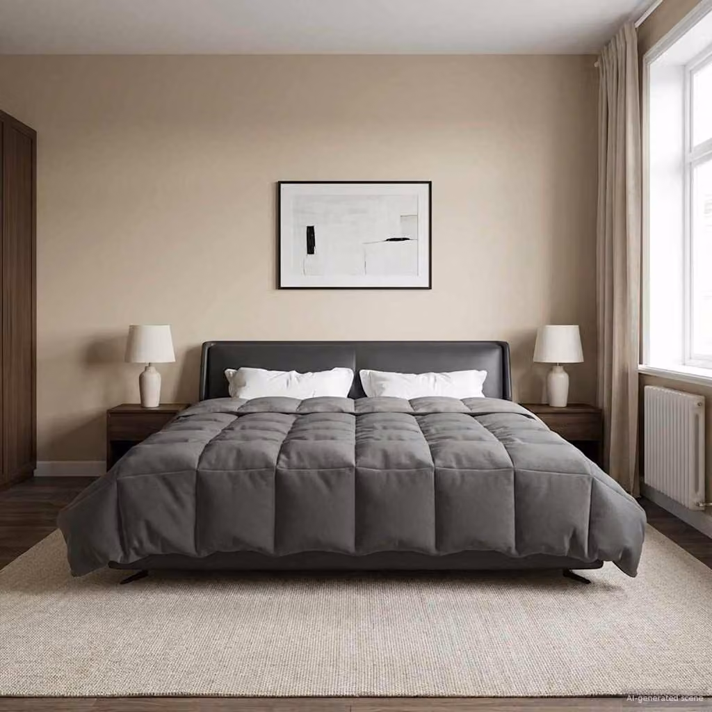 Piumone Completo Annuale 4 Stagioni vidaXL in Microfibra Traspirante e Reversibile, Grigio, L 240 x P 260 cm