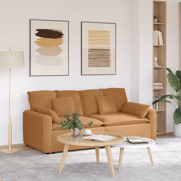 vidaXL Divano Modulare Beige con Cuscini e Struttura in Metallo per Soggiorno