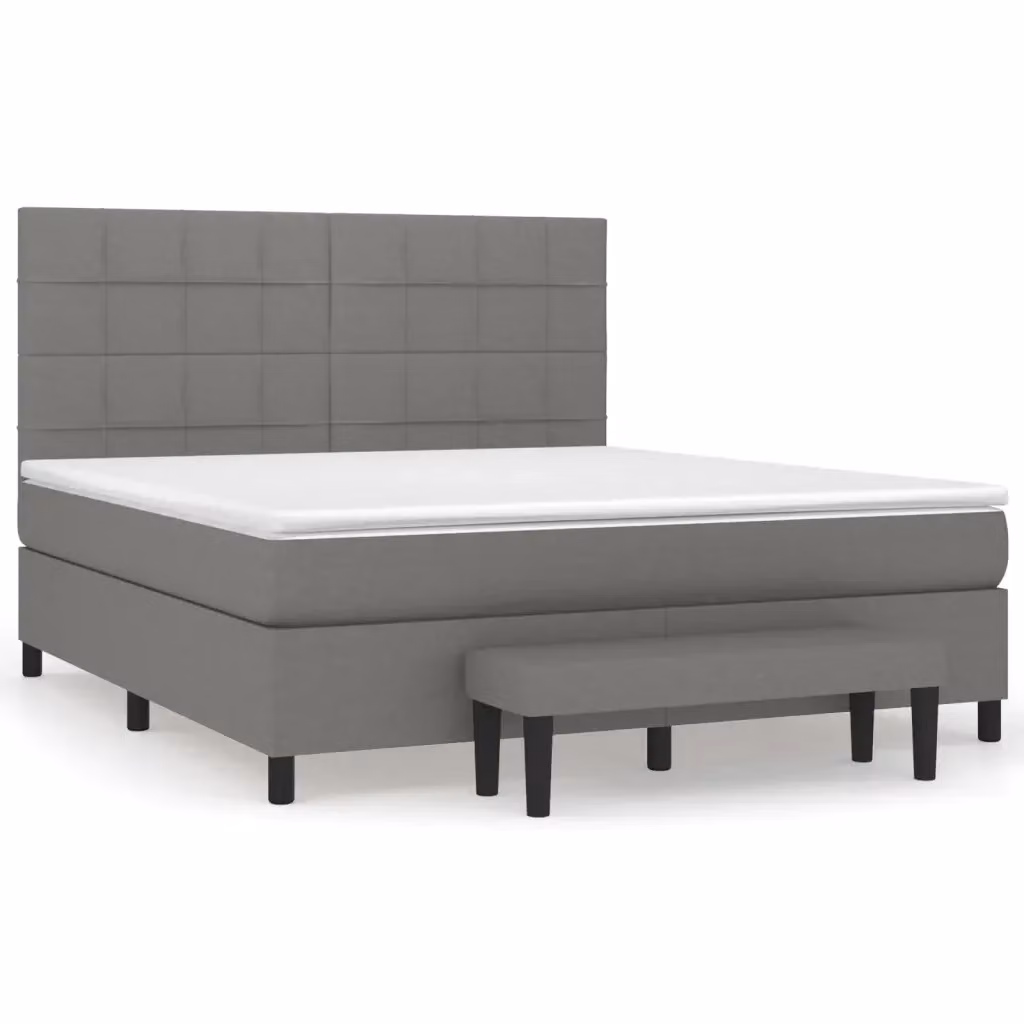 Giroletto a molle con materasso ibrido vidaXL in tessuto grigio e bianco L/P/H: 160 x 200 x 128 cm – 2