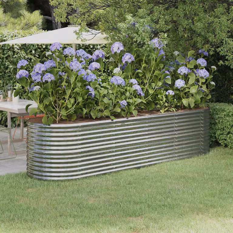 vidaXL Letto Giardino Acciaio Zincato 296x80x68cm Argento