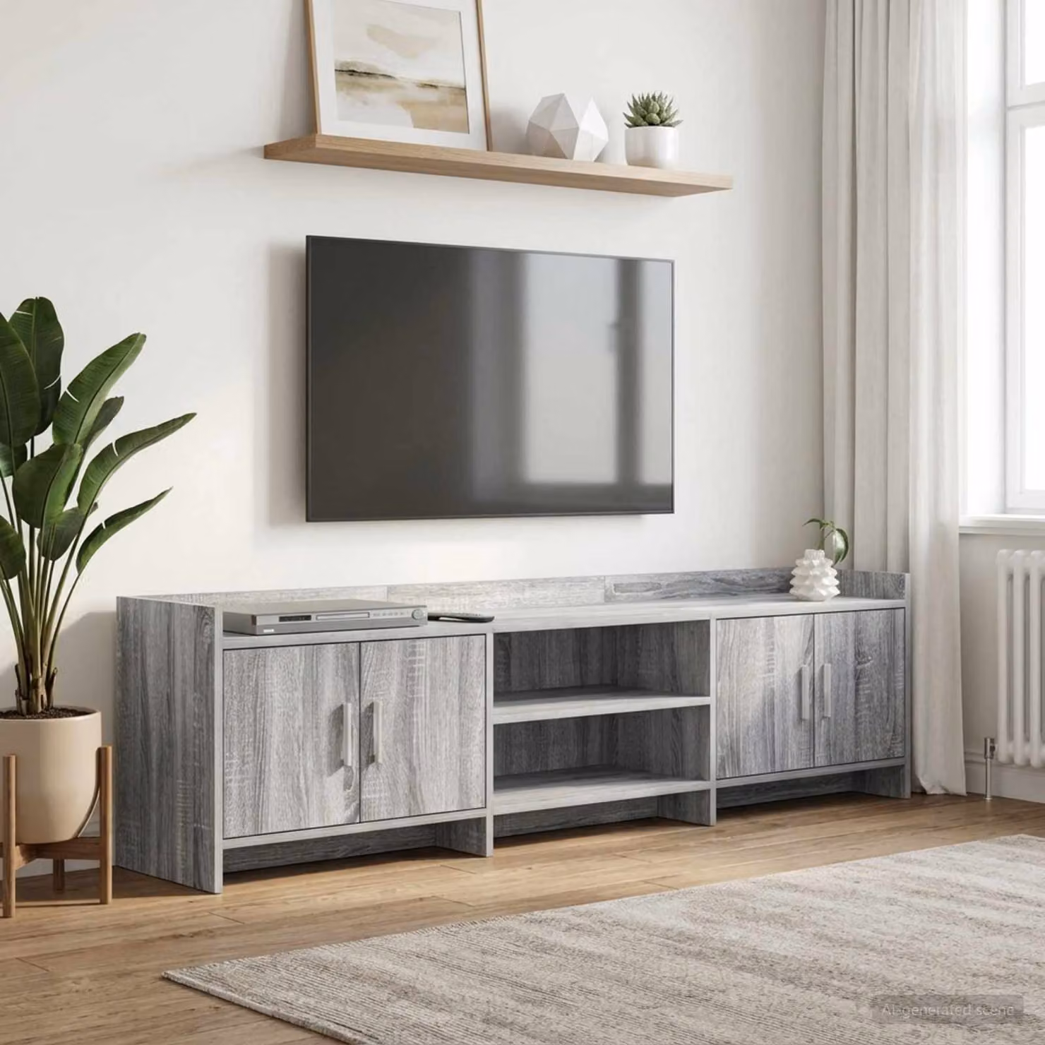 Mobile TV vidaXL moderno in legno ingegnerizzato e metallo, colore grigio, L 168 x P 33 x H 47 cm