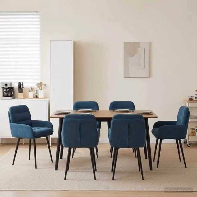 Set di 6 sedie da pranzo moderne vidaXL in velluto blu L/P/H: 59 x 59,5 x 90 cm – 1