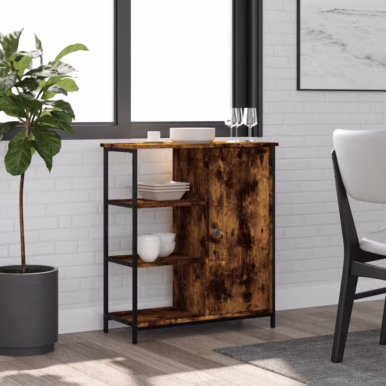 Credenza vidaXL in Rovere Fumo e Legno Multistrato, L 70 cm x P 30 cm x H 80 cm