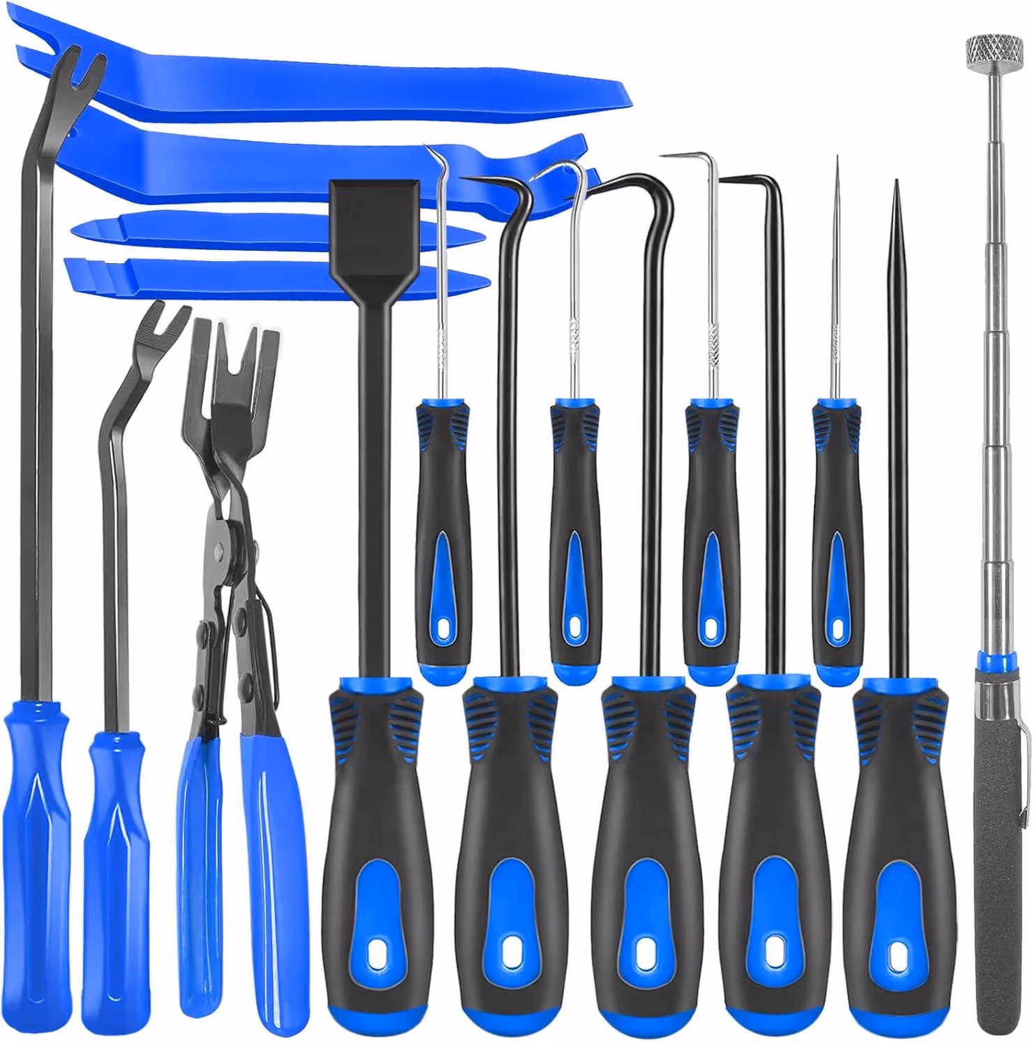 Kit di 17 pezzi per la rimozione delle finiture interne dell'auto, completo di ganci e utensili, ideale per la riparazione di automobili