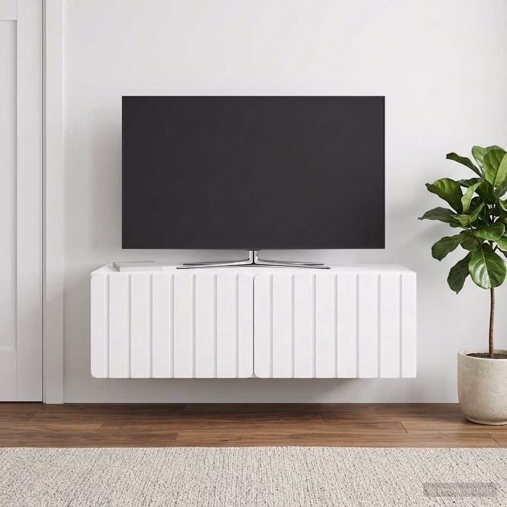 vidaXL Mobile Porta TV da Muro Moderno in Legno Bianco L 98 cm, P 41 cm, H 30 cm