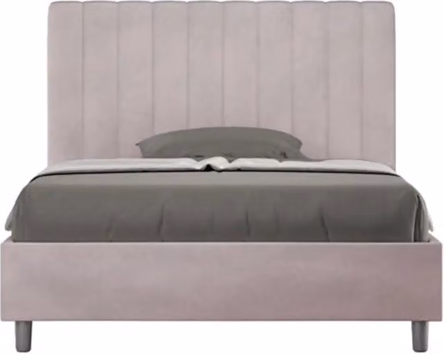 Letto una piazza e mezza con rete imbottito 120x200 microfibra glicine Agueda