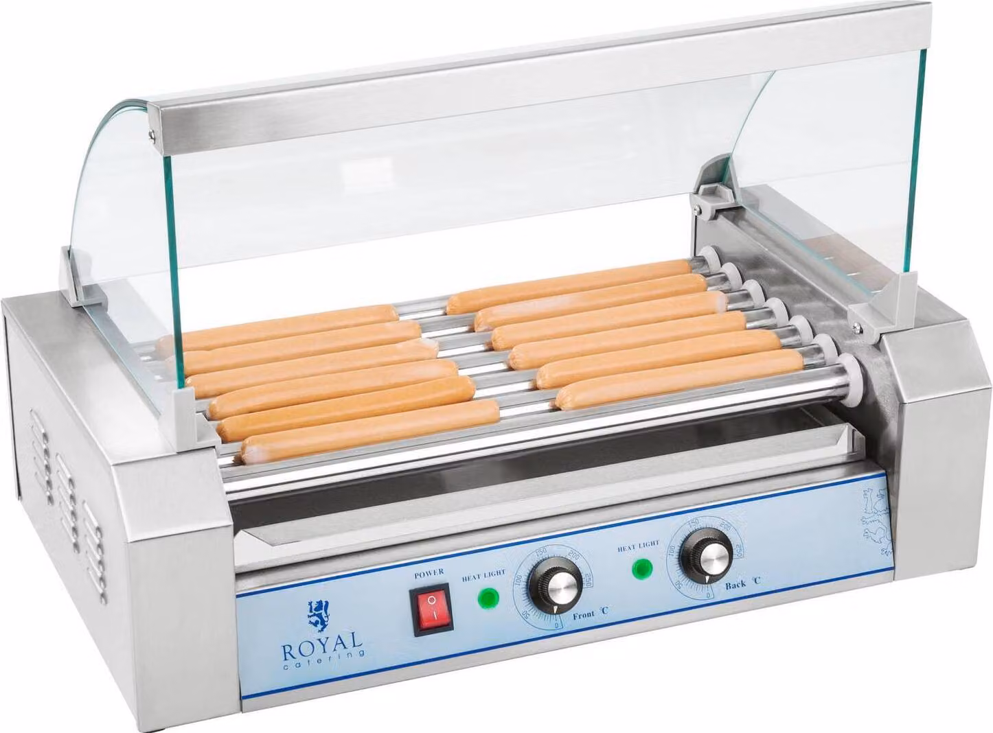 Expondo Royal Catering Griglia per hot dog - 7 rulli - Acciaio inossidabile