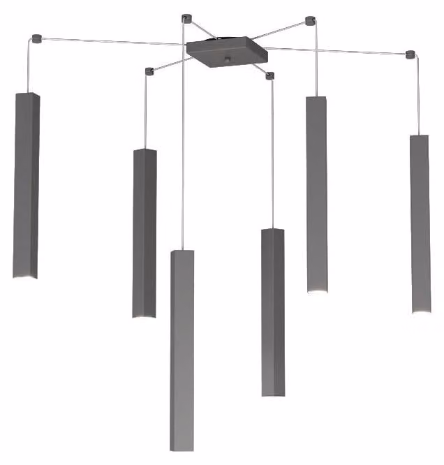 Sospensione Moderna Square Tube Metallo Grigio Antracite 6 Luci Gu10
