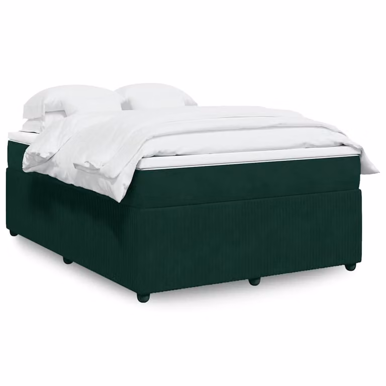 vidaXL Giroletto a Molle con Materasso in Velluto Verde Scuro L/P: 140 x 200 cm
