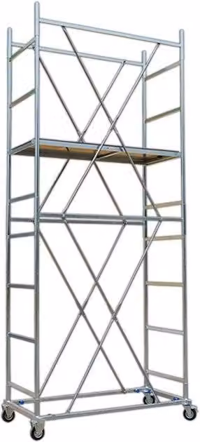 Trabattello REAL PLUS Piscopiello Ponteggi con pedana, Altezza: 4,60 m, Colore: silver