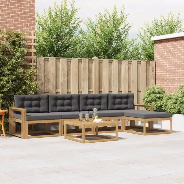 Set di divani da esterno 6 pz Bianco e Antracite Poliestere 3386346