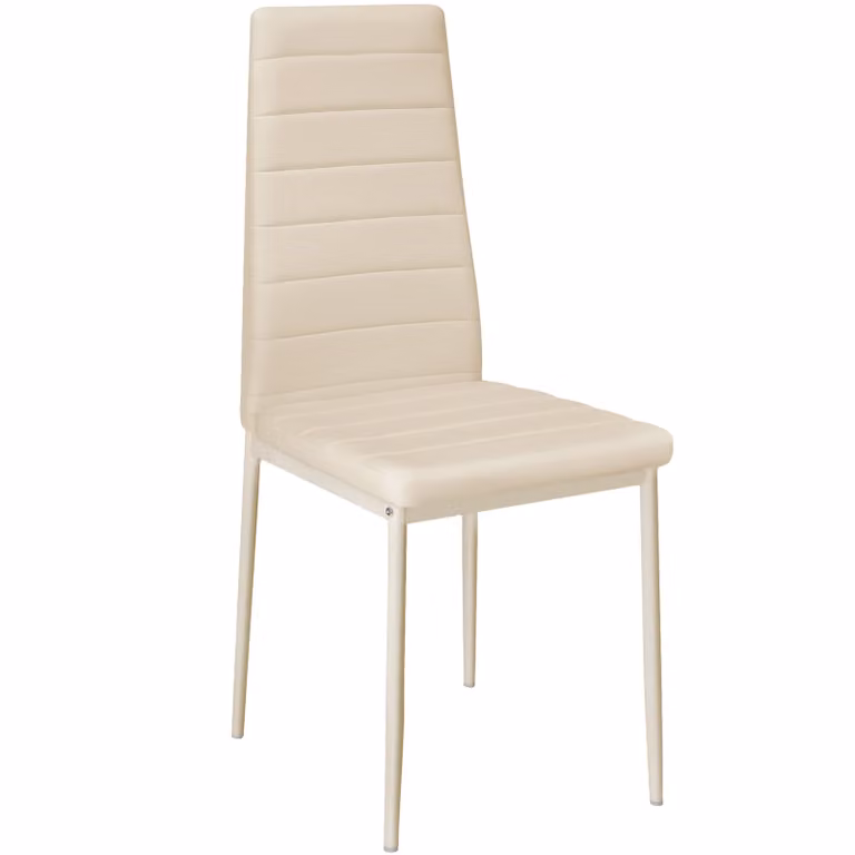 Set di 8 sedie da sala da pranzo moderne TecTake in pelle sintetica beige con struttura in metallo e plastica