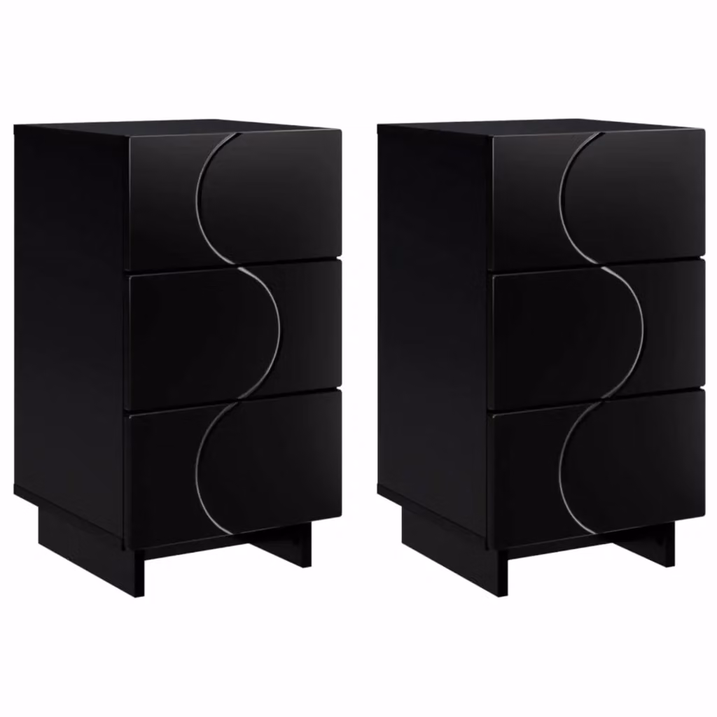 Set di 2 comodini moderni vidaXL in legno composito nero opaco L/P/H: 33,5 x 34,5 x 60 cm – 2