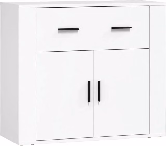 Credenza moderna bianca in legno multistrato per sala da pranzo L 80 cm x P 33 cm x H 70 cm – 1