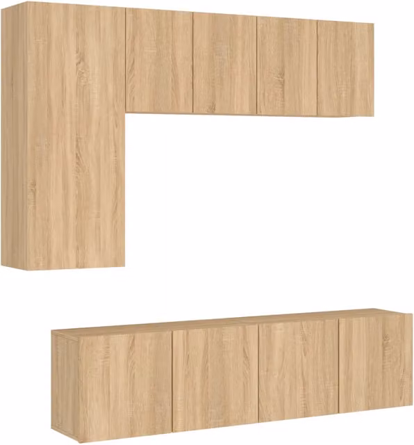 Mobili TV a Muro 5pz | Armadietto TV | Mobile Porta TV Rovere Sonoma in Legno Multistrato