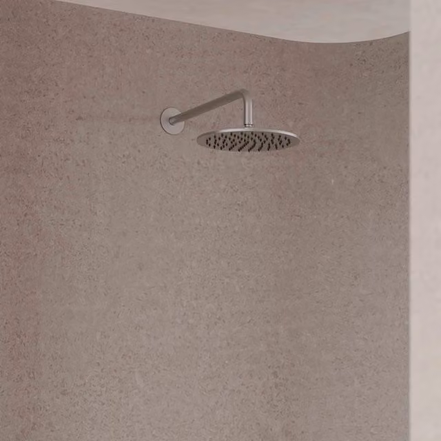 Kit SINED Braccio e Soffione Doccia da Parete in Acciaio Inox 316L Satinato Argento, Diametro: 30 cm