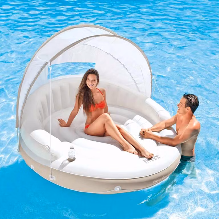 Isola Galleggiante con Parasole Intex Bianca L: 199 cm, P: 150 cm