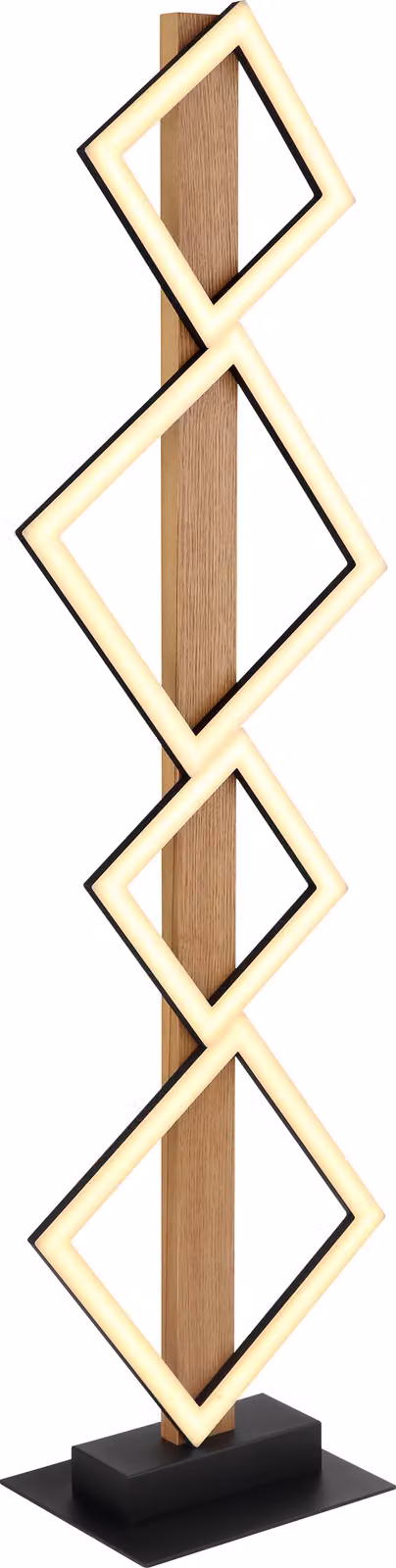 Lampada da terra a LED, metallo, nero, quadrati, aspetto legno, H 103cm