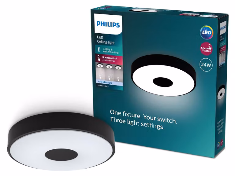 Philips Lampada da soffitto, 24 W, LED, IP20, Nero