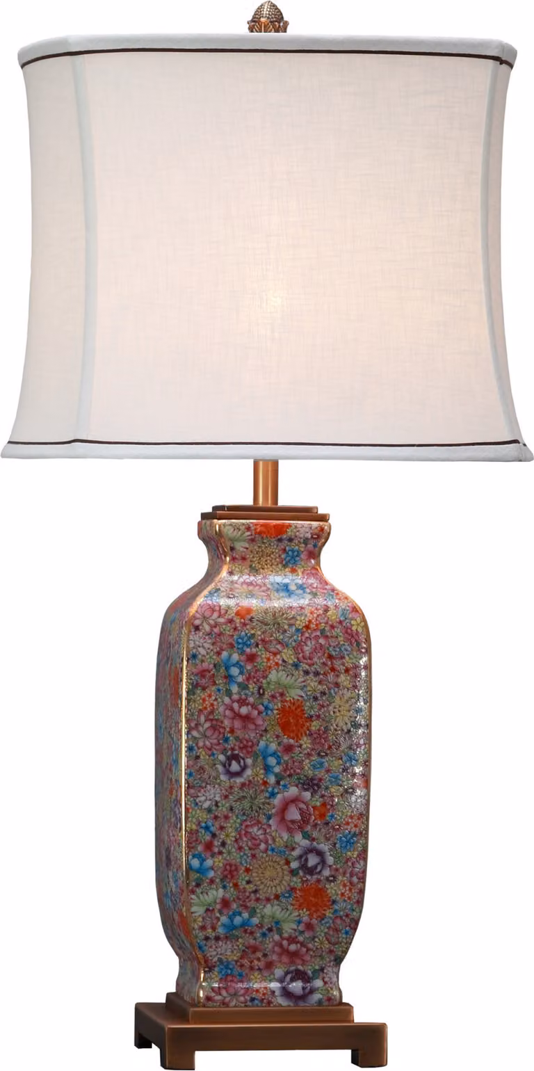 Fine Asianliving Lampada da tavolo cinese in porcellana con paralume E27 Lampada da tavolo orientale in Vetroceramica Lampade da comodino camera da letto soggiorno