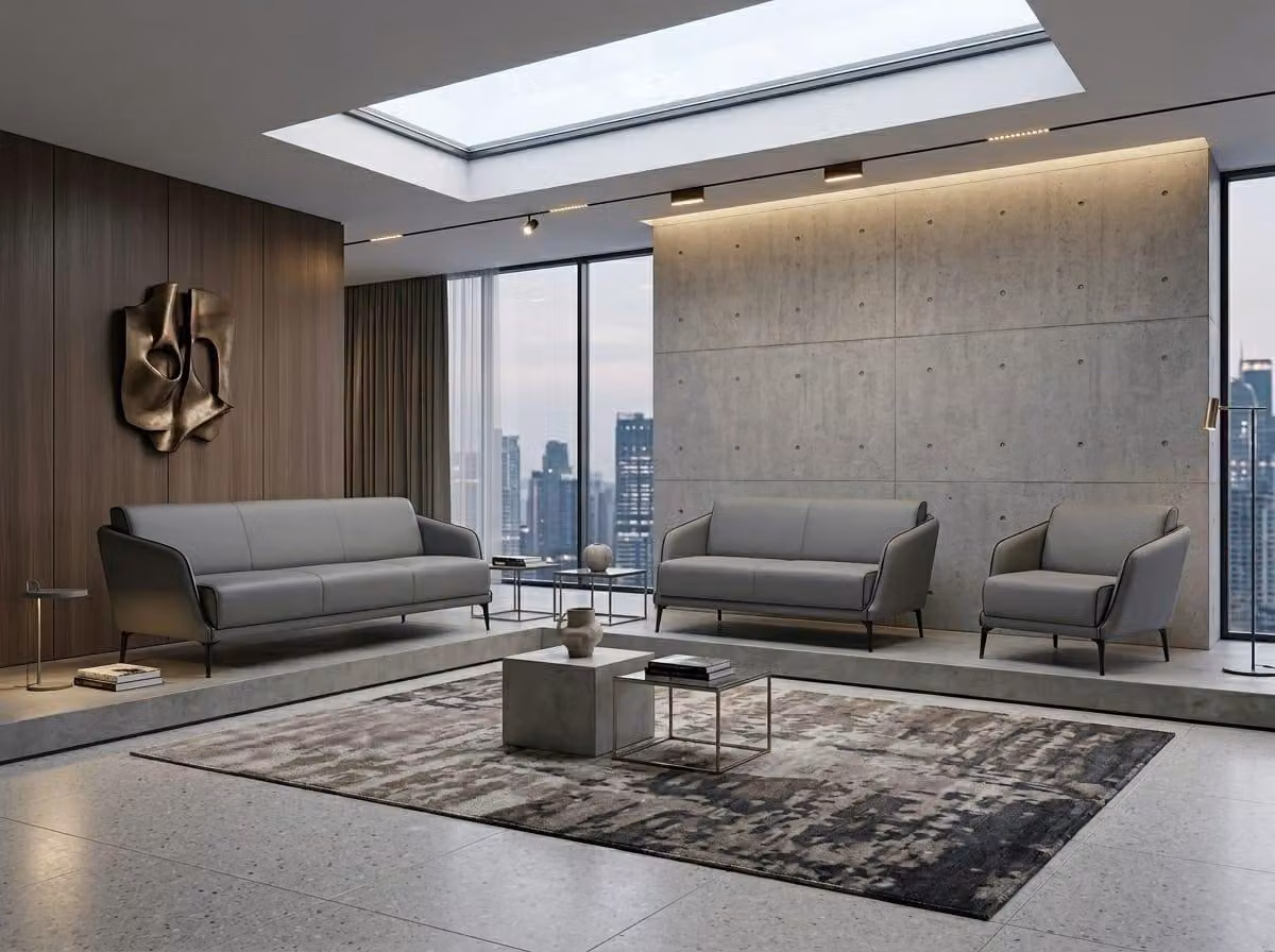 Sofa 3-Sitzer 2-Sitzer modernes Grau elegant ergonomisch Sessel