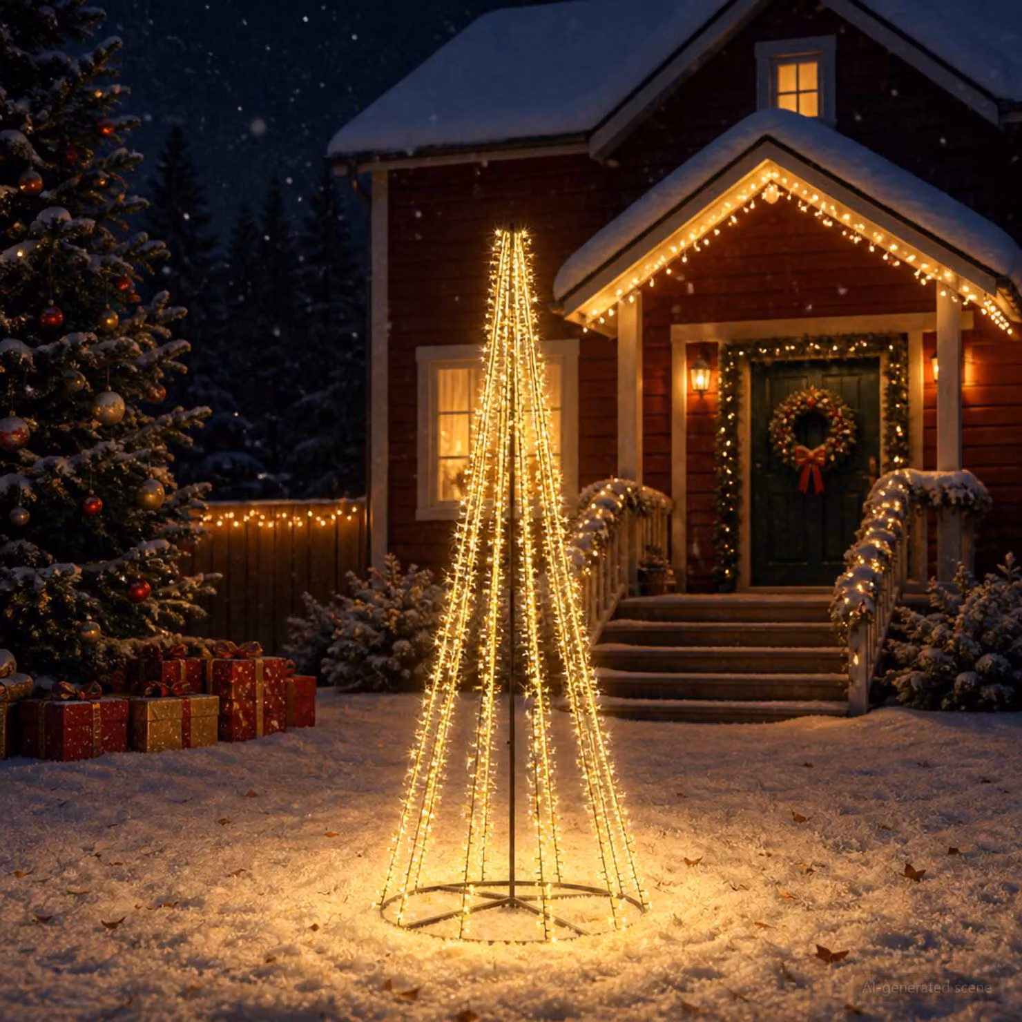 vidaXL Albero di Natale LED 285 cm 1550 LED Bianco caldo Acciaio Nero