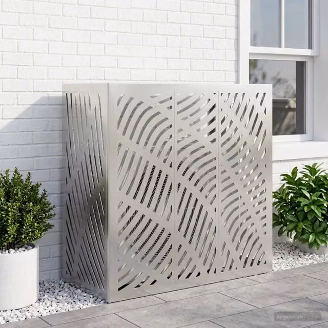 Copertura per condizionatore d'aria vidaXL in acciaio zincato argento L/P/H: 110 x 50 x 105 cm
