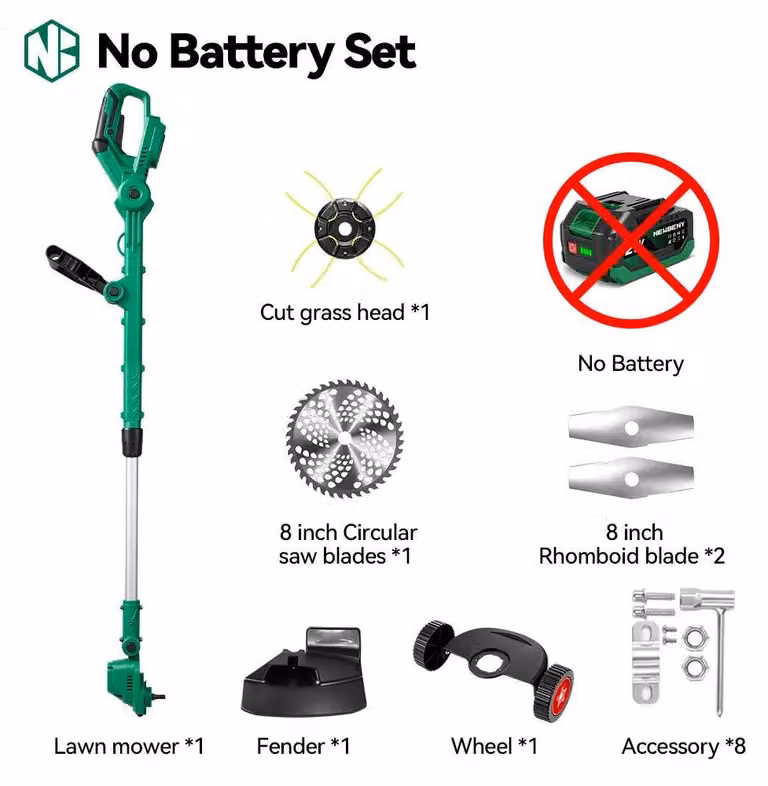 Tagliaerba a batteria 3-in-1 - Trimmer elettrico per il prato - Motore brushless - Sistema a batteria da 21 V - Tagliaerba e rifinitore per bordi - Senza batteria