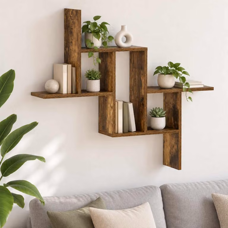 Scaffale da parete moderno vidaXL in legno Rovere Fumo L: 87 cm, P: 17 cm, H: 75 cm