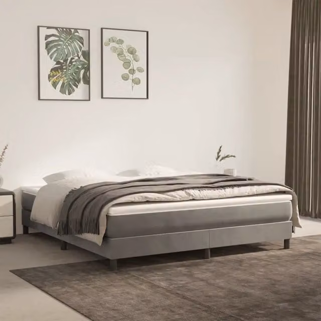 Materasso a Molle Insacchettate Rigidità Media Grigio Chiaro 160x210x20 cm in Velluto 4016588