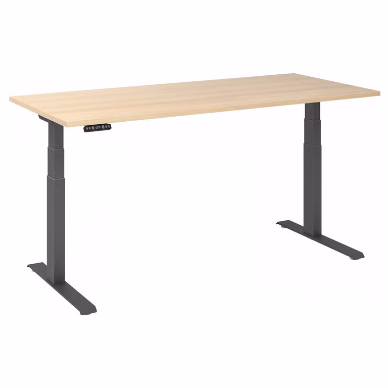 Scrivania regolabile in altezza XDKB | 2 motori | 120 - 180 cm | elettrica, dimensioni piano d'appoggio:180 x 80 cm, colore piano d'appoggio:rovere, colore struttura:grafite