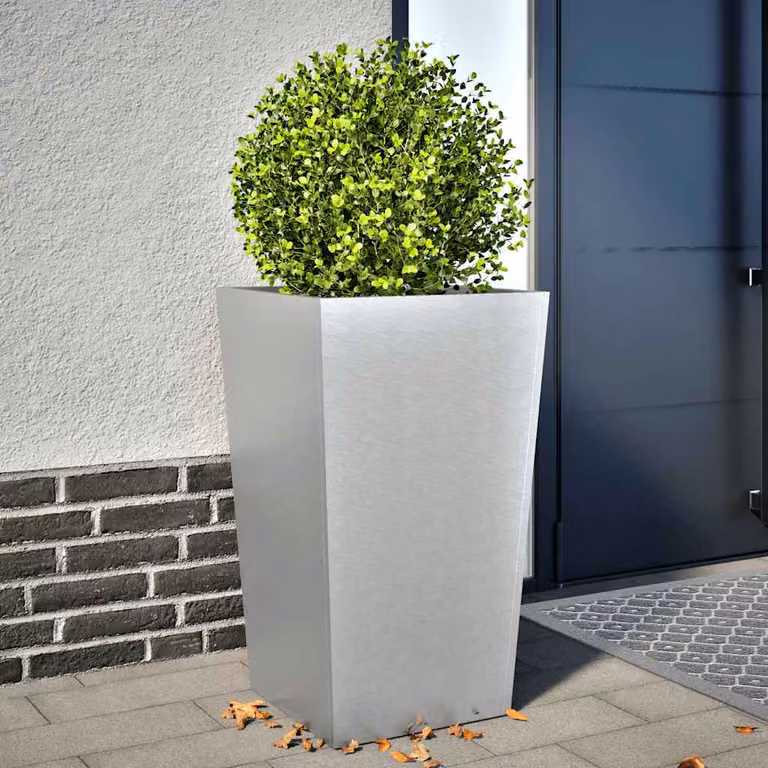 Fioriera da giardino vidaXL in acciaio zincato color argento L/P/H: 45 x 45 x 75 cm