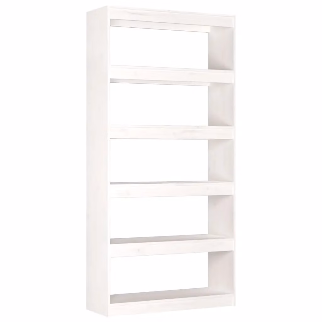 Libreria/Divisorio vidaXL in Legno Massello di Pino Bianco L: 80 cm, P: 30 cm, H: 167,4 cm – 2
