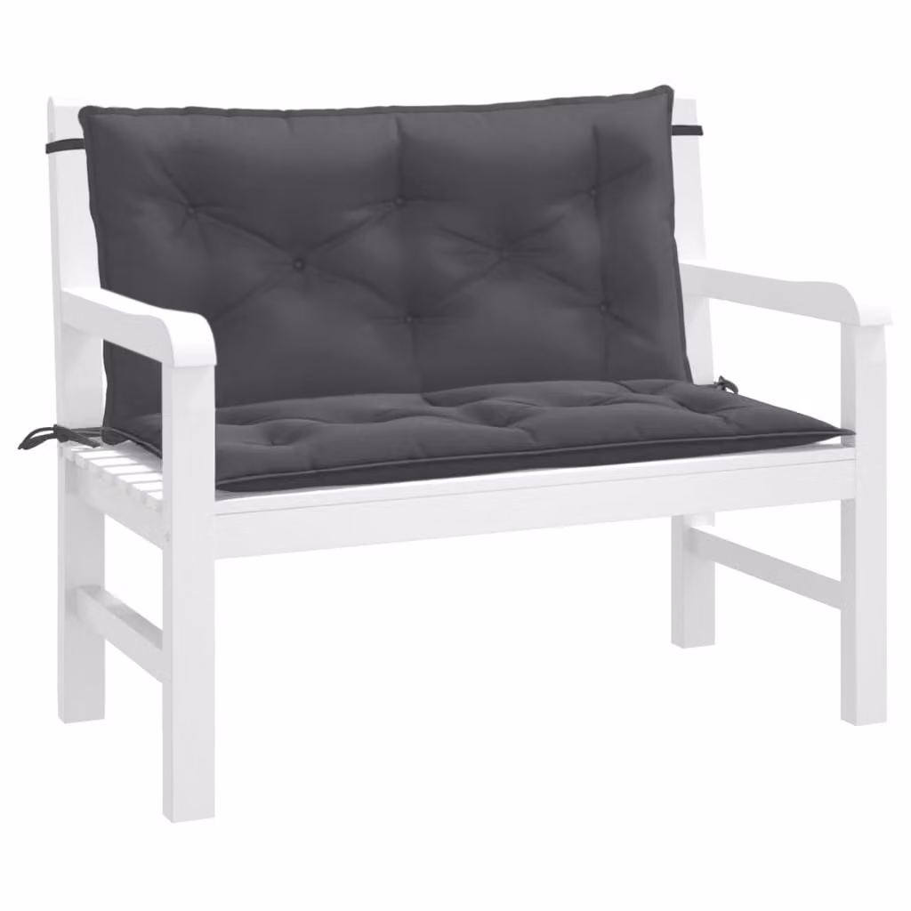 Set di 2 cuscini per panca da giardino vidaXL in tessuto resistente ai raggi UV, colore antracite, L 100 x P 50 x H 7 cm
