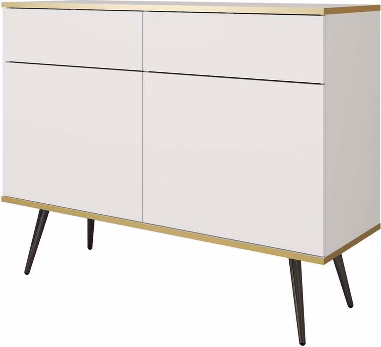 FURNLUX Credenza Oro White Und Black 107cm / Hauptfarbe: Weiß / Dimensioni: 107 x 39 x 85 cm