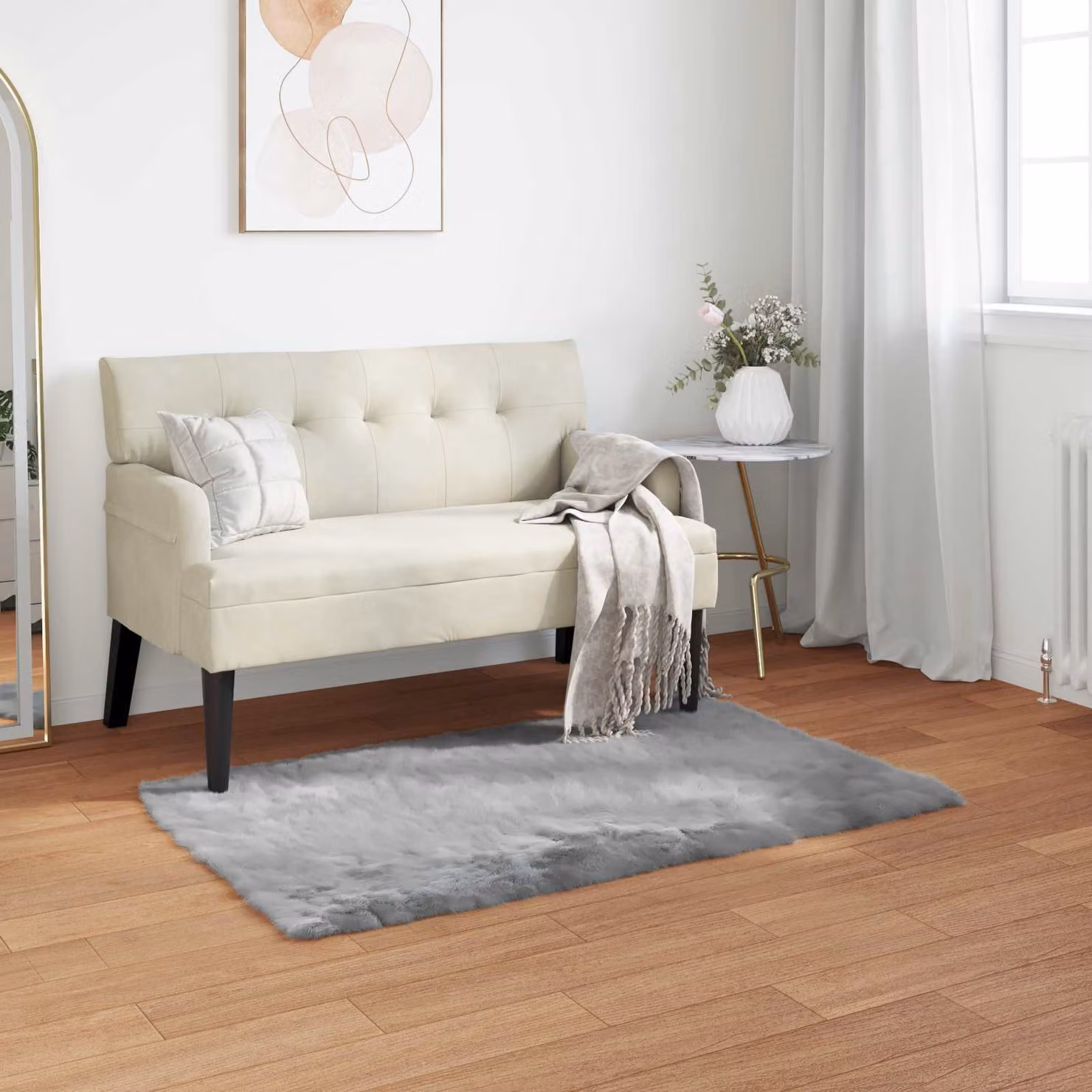 Tappeto moderno vidaXL in poliestere grigio, L: 60 cm x P: 110 cm
