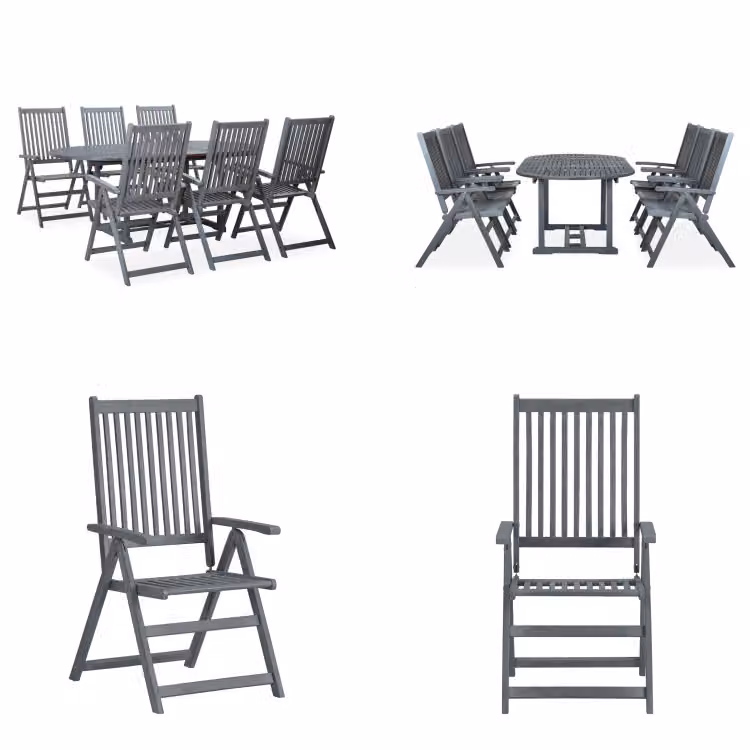 vidaXL set da pranzo da giardino 7 pezzi in legno massiccio di acacia grigio - Set di mobili da giardino - Set di mobili da giardino - Tavolo e sedie da giardino - Tavoli e sedie da giardino