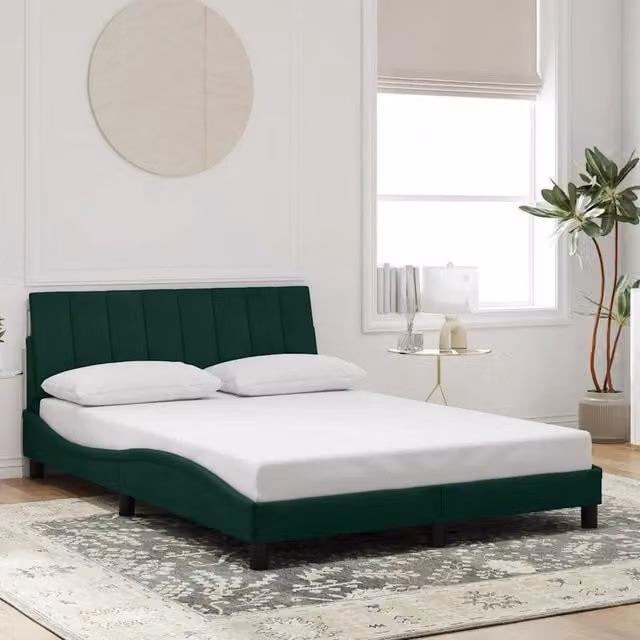 Giroletto senza materasso Hanko vidaXL in velluto verde scuro L/P/H: 200 x 140 x 145 cm – 1