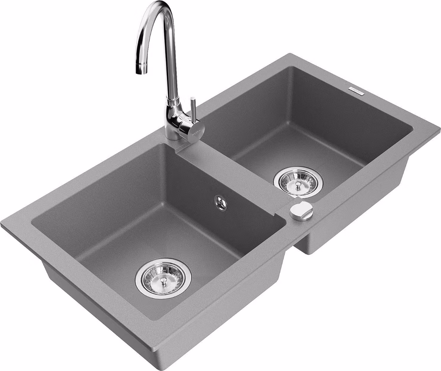 Mexen Mario lavello in granito a 2 vasche con miscelatore Telma, grigio - 6504-71-670200-00