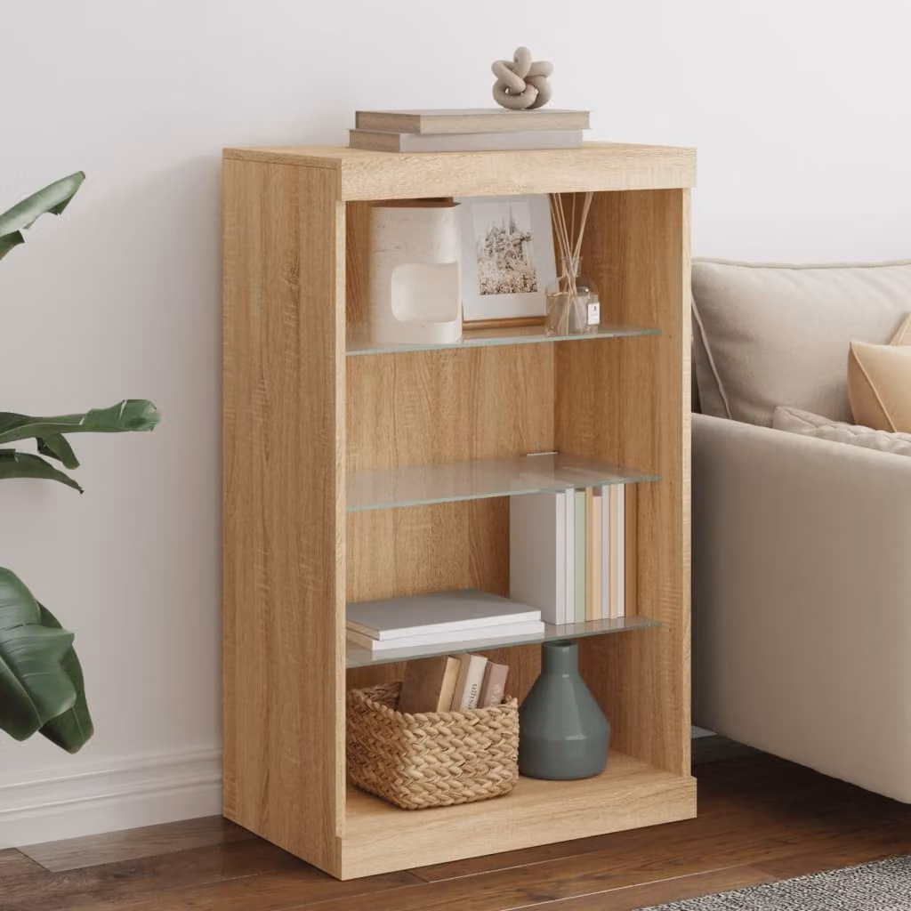 Credenza moderna vidaXL con luci LED in rovere sonoma marrone L: 60,5 cm, P: 37 cm, H: 100 cm