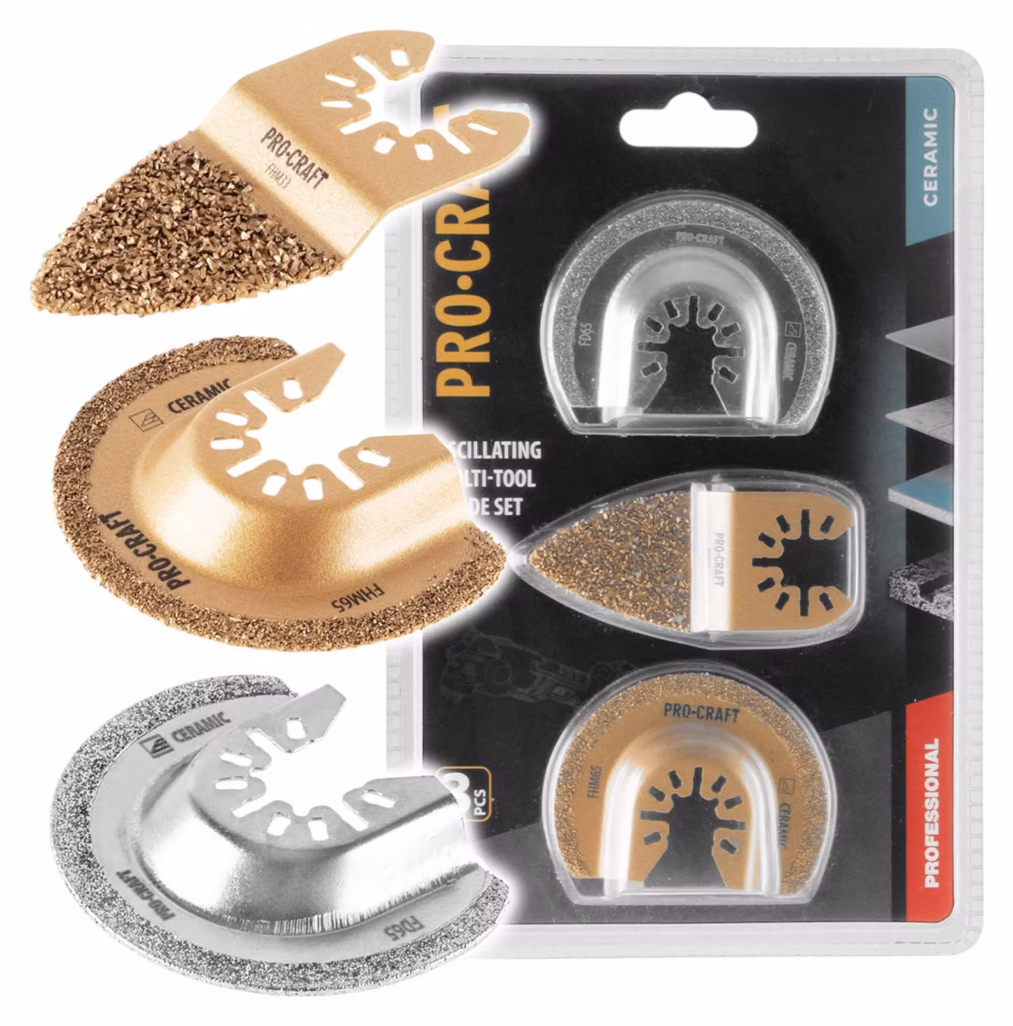 Set di accessori Procraft MB2 da 3 pezzi per utensili multifunzione oscillanti