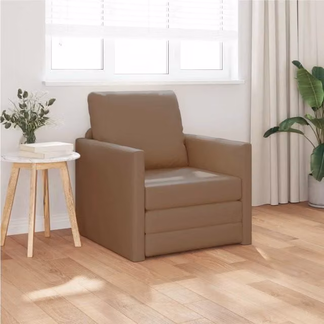 Divano letto moderno vidaXL in ecopelle beige e marrone L: 74 cm, P: 77 cm, H: 81 cm – 1