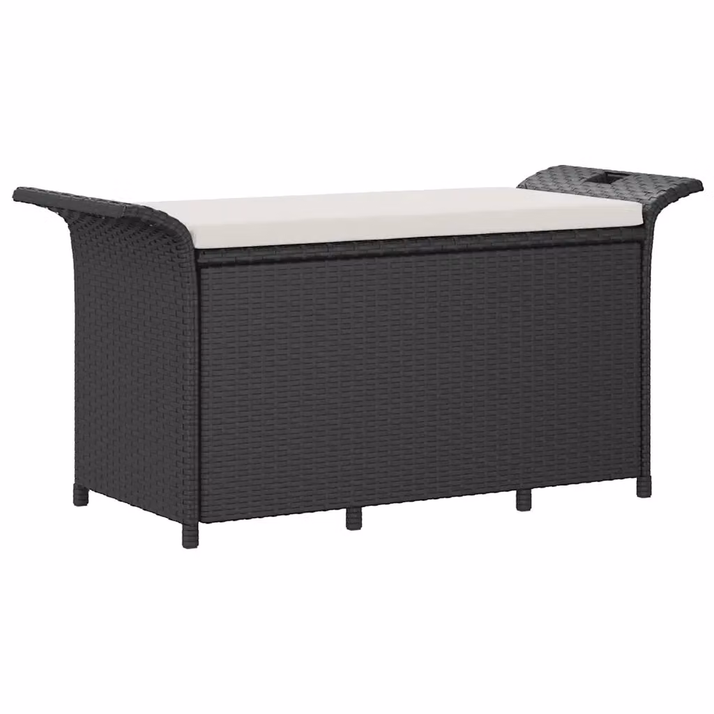 Panca da giardino Design Mania in polyrattan con cuscini neri e bianchi L: 116 cm, P: 46 cm, H: 57 cm – 2