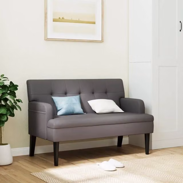 Panca con Schienale-Divano Sedia Grigia 112x65,5x75 cm in Similpelle