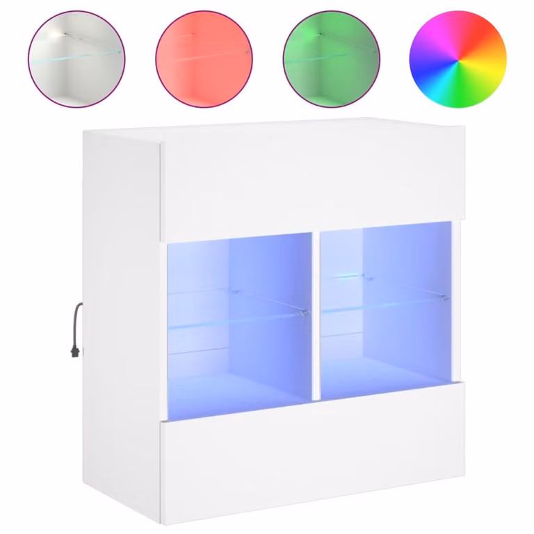 Mobile TV a Parete con Luci LED Bianco 58,5x30x60,5 cm