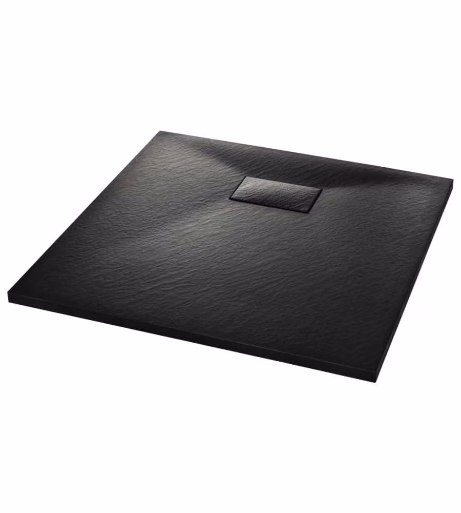 Piatto doccia quadrato vidaXL in mineral cast nero antiscivolo L 90 cm x P 90 cm – 2
