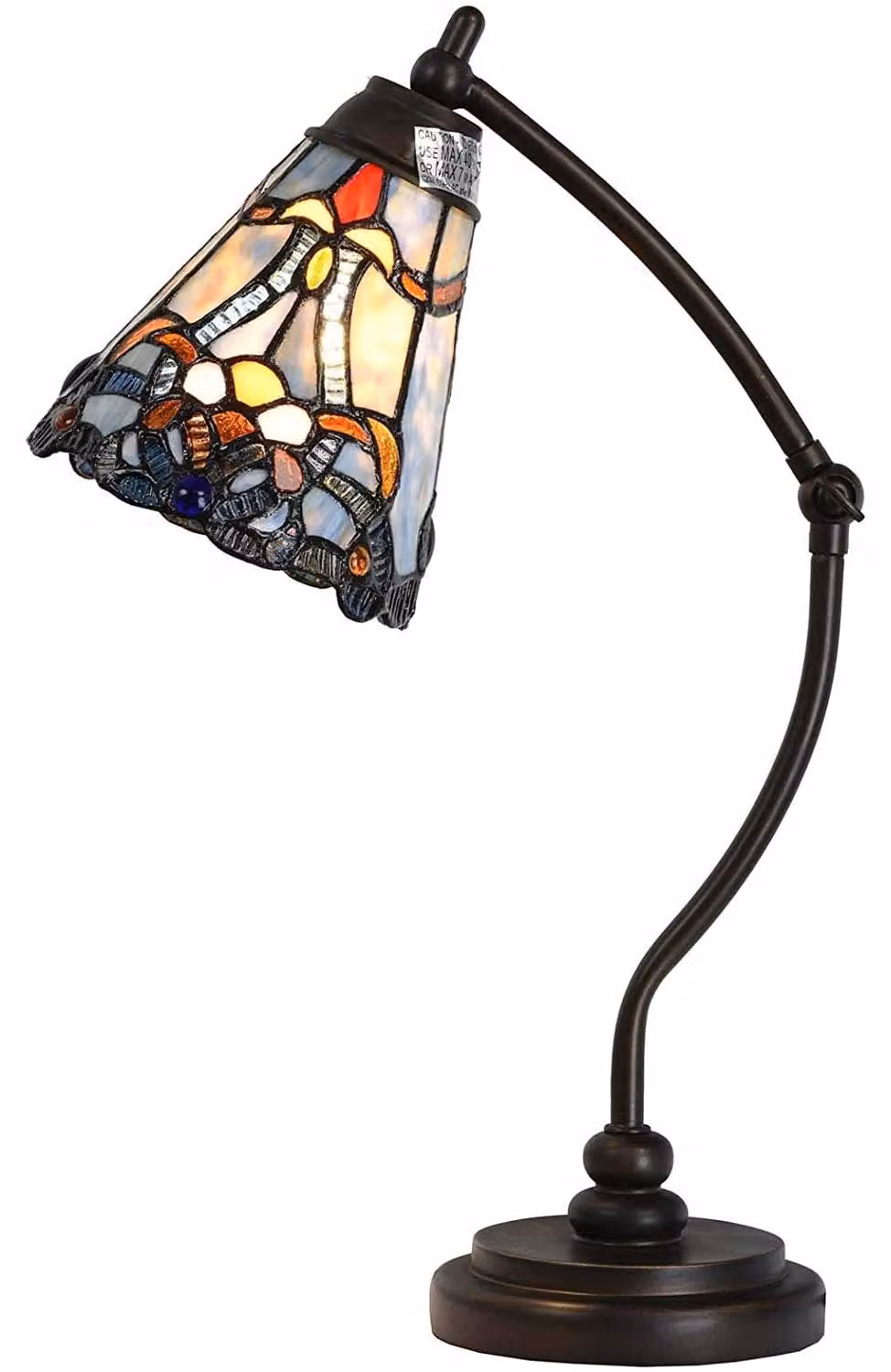 Lampada da tavolo Tiffany - Vetro colorato - Blu barocco - Altezza 30-48 cm